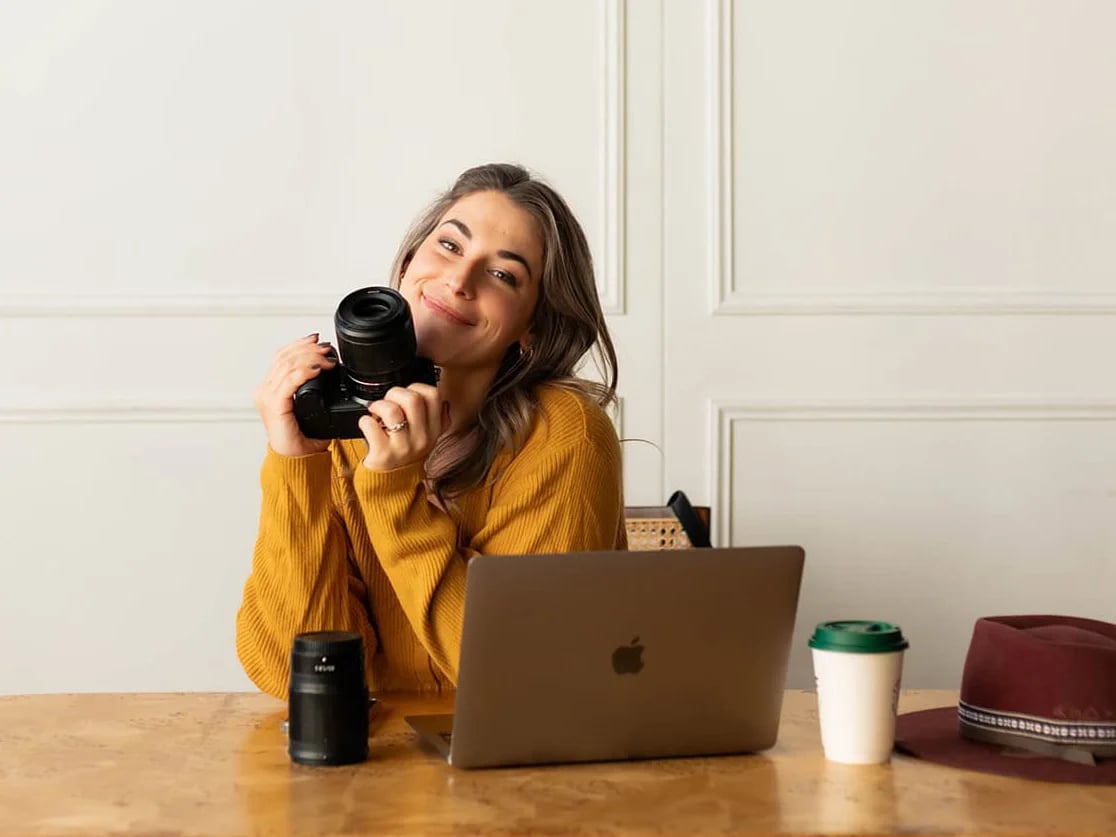 Helene smiling during a portrait session