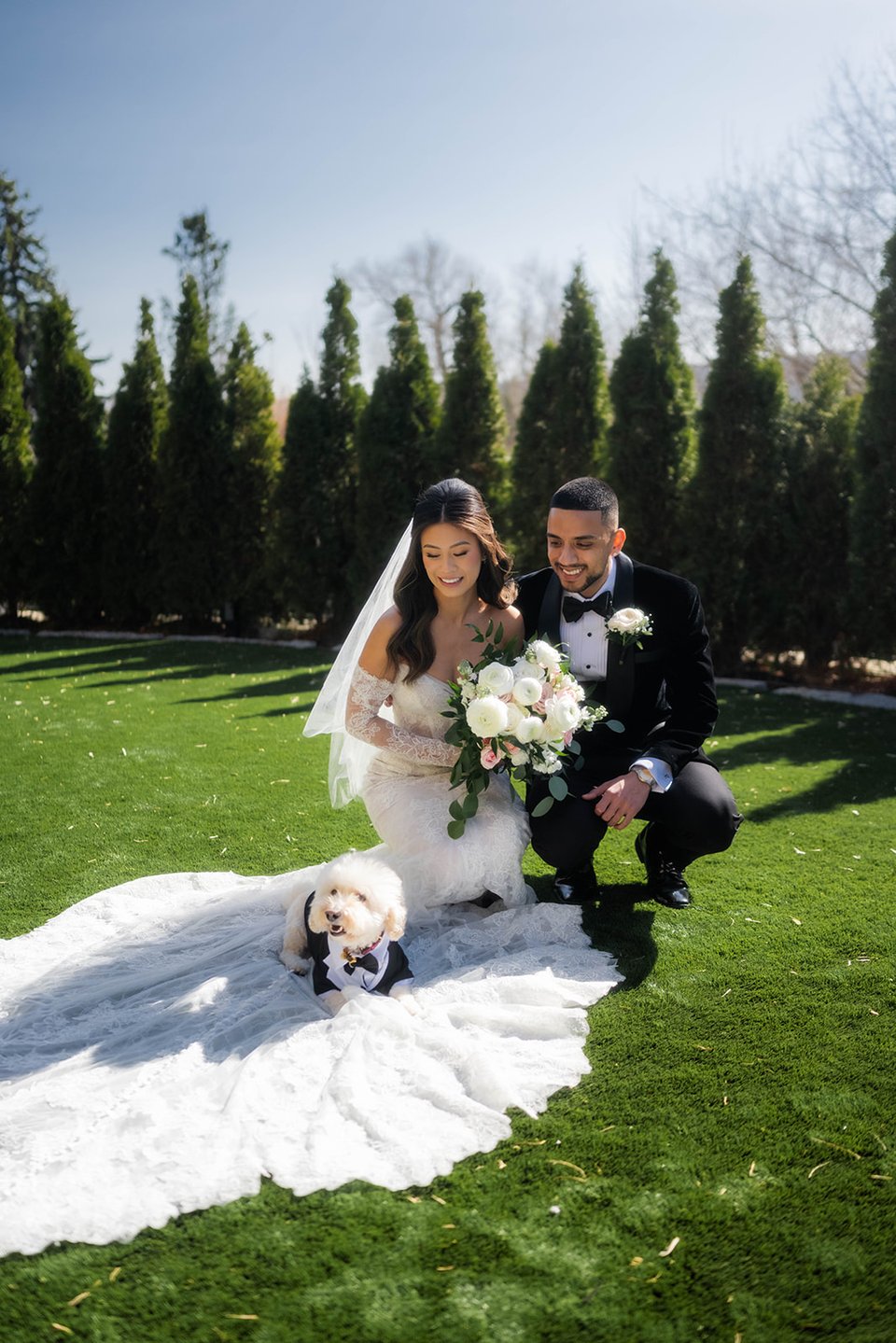 Bride wiping a tear during an emotional wedding moment